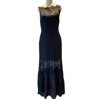 Vestido Tadashi Shoji Para Mujer Talla Mediana Negro Pintuck Jersey Cuello Barco Vestido Foto 1 de 4