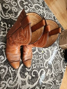 Justin Style 1632 hellbraune Leder Western Cowboystiefel Herren 9 D zum Restaurieren - Bild 1 von 10