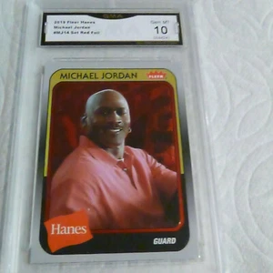 SET MICHAEL JORDAN BULLS 2019 FLEER HANES RED FOIL # MJ14 GRADO 10 L@@K - Foto 1 di 2