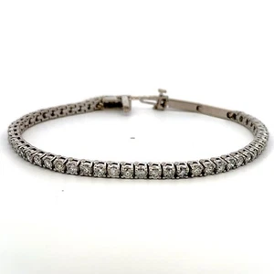 14K White Gold 51 Round Natural Diamond Tennis Bracelet 17.4grams, 8 Inches J350 - Picture 1 of 11