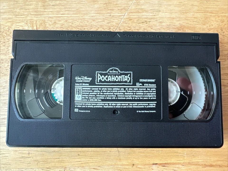 Walt Disney's Masterpiece Collection Pocahontas Purple Label VHS - Tape Only Foto 1 de 4