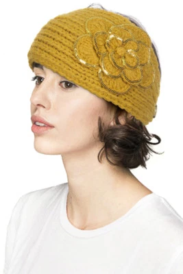 C.C Mujer Flor Colgante Invierno Cable Tejido Diadema Envoltura Orejera Foto 1 de 4