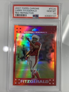 Larry Fitzgerald 2007 Topps Chrome #TC20 Red Refractor #10/139 PSA 10 Cardinals