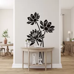 Lotus Flower Wall Decal Flowers Line Art Floral Sticker Décor Living Room AA028 - Picture 1 of 3