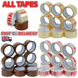 More details for long length packing tape strong - brown / clear / fragile 48mm x 66m parcel tape