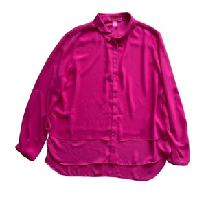 Catherine Malandrino Damen Bluse Shirt XL rosa langarm fließend - Bild 1 von 4