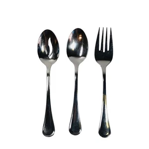3pc Serving 2 Spoons / Meat Fork Cuisinart MANSFIELD 18/10 Stainless Korea - Picture 1 of 5