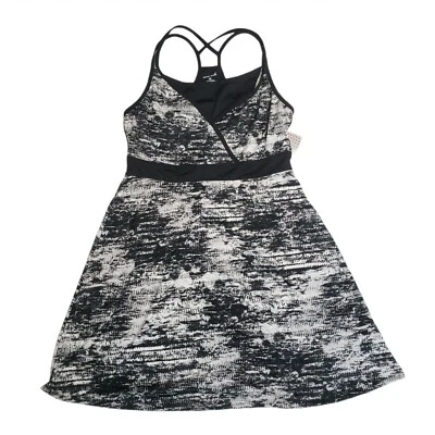 Exertek Active Dress Women's Size PXL Petite Black White Built In Bra Sleeveless - Image 1 of 4