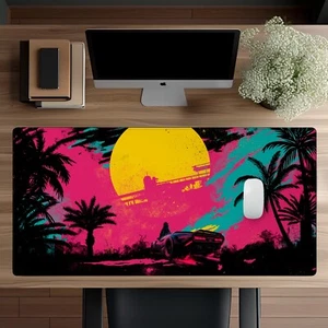 Cyberpunk Gaming Desk Mat, Vaporwave Style, Large Mouse Pad, Gift for Gamers. - Picture 1 of 21