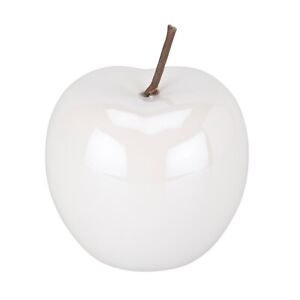 Glossy White Ceramic Apple ORNAMENT Decor FIGURINE FRUIT Bowl Pear GIFT Sculptur