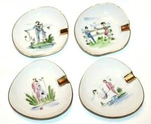Vintage! Lefton China #160 Four Seasons Ashtray w/ Gold Trim Set of 4 RARE! - Picture 1 of 8
