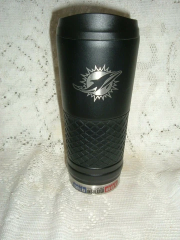 MIAMI DOLPHINS BLK HOT COLD VACUUM INSULATED METAL DRINK WARE CUP 24 OZ NEW NFL Cover