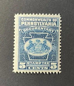 Pennsylvania State Revenue, 5 cents Dark Blue Documentary Tax #D1 - MNH - PA - Picture 1 of 2