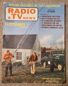Radio & TV News Magazine April 1959 New TV Designs & Schematics for 1959 + More! - Picture 1 of 2