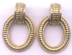 Orecchini Vintage Givenchy Cerchio Porta Battiporta Firmati Tono Oro Traforati - Foto 1 di 4