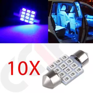10 Xenon Blue 31mm 12SMD 3528 DE3175 DE3022 Festoon LED Bulbs For Car Interior - Picture 1 of 7