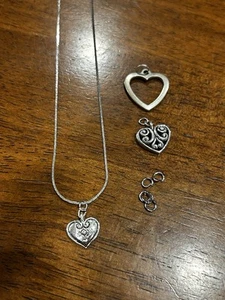Vintage Silver Tone Heart Necklace with Extra Pendants - Bild 1 von 6