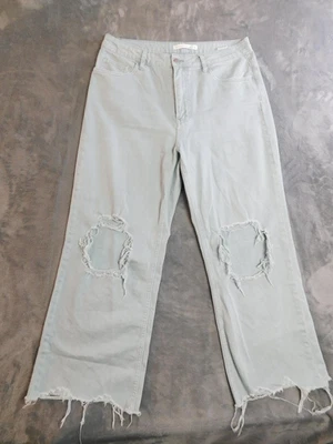 Pantalones de mezclilla Altar'd State para mujer 30 verde menta tiro alto desgastados pierna ancha años 90 Y2K Foto 1 de 4