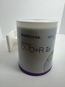 Memorex DVD-R 100 Pack 16X 4.7 GB 120 Min Printable Blank DVD Spindle - NEW - Picture 1 of 3
