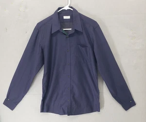 Dries Van Noten Shirt Men L/XL Navy Blue Subtle Dot Pattern Button U Hungary 50 - Picture 1 of 18