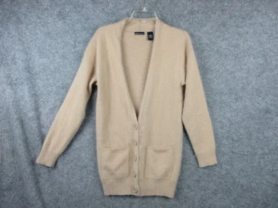 Moda International Cardigan Sweater Womens Medium Long Beige Rabbit Angora Knit - Image 1 of 4
