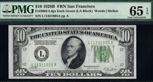 1928B $10 FRN L11331805A P.M.G #65EPQ - Picture 1 of 3