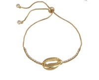 Mayol The Bling Cowrie Bracelet, 24k Gold Plated Brass,  Clear Rhinestones, NEW!