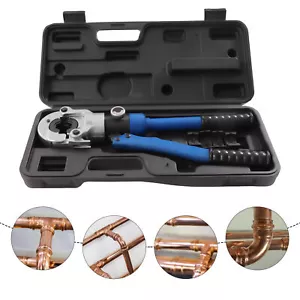 Copper Pipe Crimper Fittings Pressing Pliers Hydraulic Pipe Crimping Tool W/Dies - Picture 1 of 7