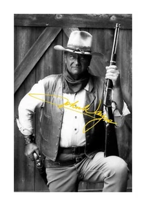 John Wayne 4 reproduction signature photograph A4 poster with choice of frame - Picture 1 of 6
