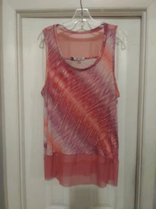Jennifer Lopez Women's Multi-Color Rayon Blend Beaded Net Sleeveless Top SZ XLG - Picture 1 of 9