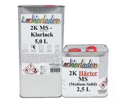 SET 2K MS Klarlack 2:1 inkl. Härter normal 7,5 L | 5,0 L Klarlack 2,5 L Härter - Bild 1 von 4