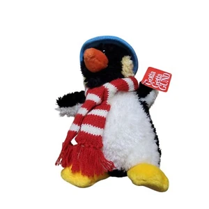 Gotta Getta Gund Pinguin Plüsch 7 Zoll Smoking Schal blaue Mütze Urlaub Winter Weihnachten - Bild 1 von 16