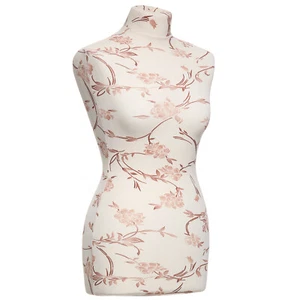 Überzug für Schneiderpuppe creme/ecru mit braunen Blumen Wechselbezug weiblich - Bild 1 von 3