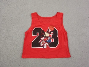 Vintage Mickey Mouse Tank Top Boys Kids 4T Red Mesh Jersey Sleeveless Disney - Picture 1 of 8