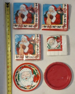 Vintage Mix Lot Collectible Christmas Santa Paper Napkins Plates Sz S Sz L - Picture 1 of 7