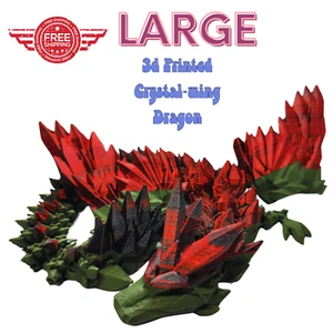 3D Printed Articulated Crystal Winged Dragon Fidget Toy - Flexible Desktop Decor - Picture 1 of 8