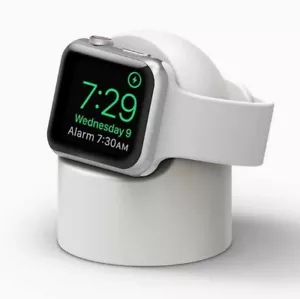 New Magnetic USB Charging Cable+ White Silicone Charge Holder For Apple Watch - Picture 1 of 8
