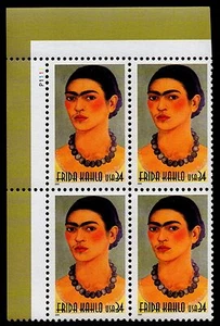 UNITED STATES, SCOTT # 3509, UPPER LEFT PLATE BLOCK OF FRIDA KAHLO, MNH - Bild 1 von 1