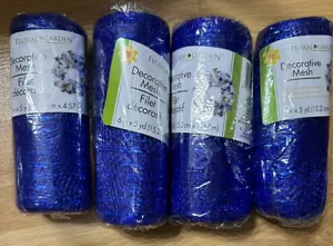 Decorative Mesh 4 Rolls Deep Blue Each Roll 6 Inches Wide By 5 Yards = 20 Yards - Picture 1 of 3
