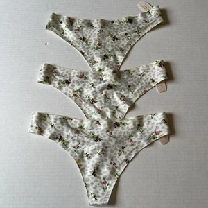 VICTORIA'S SECRET Sz S (3) Leopard Floral Rare No Show Thong Panties💖NWT - Picture 1 of 7
