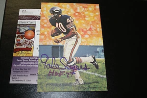 CHICAGO BEARS GALE SAYERS #40 SIGNED GOAL LINE ART CARD HOF 1977 JSA CERTIFIED - Picture 1 of 1