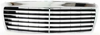 Plastic Grille for Mercedes-Benz E-Class 1996-1999, Chrome Shell/Painted Black - Imagem 1 de 4