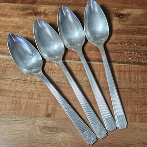 4 Oneida Community Silverplate Noblesse Spoons 6" no monogram 1930s Art Deco  - Picture 1 of 12
