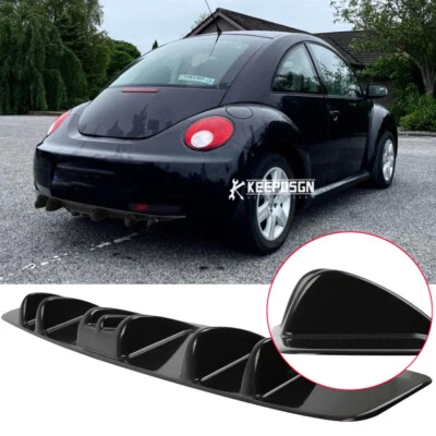 For Volkswagen Beetle Gloss Black Rear Bumper Lip Diffuser 7 Fins Wing Spoiler - Image 1 of 4