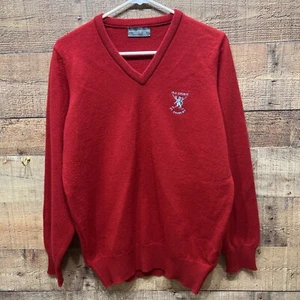 Pure Lambswool Old Course St Andrews Mens Red V Neck Sweater Size Small - Picture 1 of 4