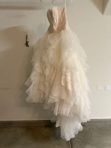Oleg Cassini Ivory Champagne Wedding Dress Style CWG568 Sz 16W - Picture 1 of 6