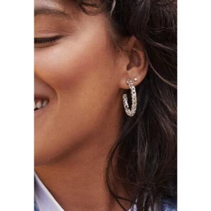 NEW Kendra Scott Earrings Womens Maggie Small Hoop Filigree Rhodium Plated Gift - Picture 1 of 3