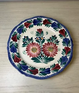 HB Henriot Quimper France 10” Wall Plate Flowers Vintage Pink Red Blue Fleuri - Picture 1 of 11