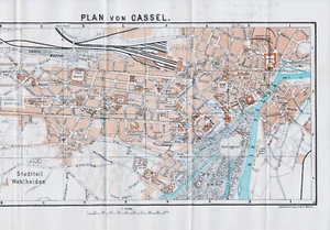 Kassel 1914 orig. Stadtplan projektierte Stadtteile Wehlheiden Aschrott Weinberg - Picture 1 of 2