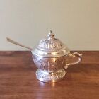 Vintage C&Co.Corbell Hinged Lined Pedestal Sugar Bowl With Spoon EPNS